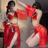 Cosplay Cổ Trang Trung Quốc Phối Kim Tuyến Gợi Cảm Cao Cấp Set Ngủ Hán Phục hanfu Cách Tân Quyến Rũ - N881 Đỏ