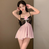 Váy Ngủ Sexy Ren Xuyên Thấu Xẻ Tà Cực Xinh Gợi Cảm Đầm Tiểu Thư 2 Dây Dáng Xoè Dễ Thương Quyến Rũ - N130