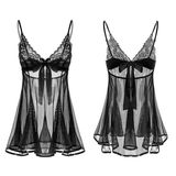 Váy Ngủ Sexy Tiểu Thư Cột Nơ Lưng Gợi Cảm Đáng Yêu Đầm Thức Ren Xuyên Thấu Kèm Chip Quyến Rũ Sang Chảnh - N153 Đen