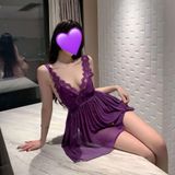 Váy Ngủ Sexy Ren Xuyên Thấu Dáng Xoè Đáng Yêu Gợi Cảm Đầm Tiểu Thư Xẻ Sau Hở Lưng Kèm Chip Xinh Quyến Rũ - N281 Tím