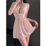 Váy Ngủ Sexy Ren Xuyên Thấu Dáng Xoè Đáng Yêu Gợi Xẻ Sau Hở Lưng Kèm Chip Xinh Quyến Rũ - N281 Nude