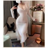 Đầm Ngủ Dài Xẻ Tà Đùi Dáng Ôm Quyến Rũ Phong Cách Gợi Cảm Ngọt Ngào - N290 Trắng