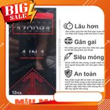 Combo 4 hộp Bao Cao Su Azodra 4in1 Tổng Hợp Gân, Gai, Mỏng, Kéo Dài Thời Gian Quan Hệ ( 48 chiếc ) + tặng 1 chai ɡel bôi trơn