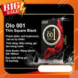 Bao cao su OLO Thin 001 mm Square Black, bcs siêu mỏng chống xuất tinh sớm kéo dài thời gian