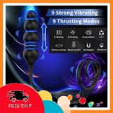 (Che Tên Khi Giao) Plug Thụt Rung 3 Điểm Kết Hợp Vòng Rung Dương Vật Hỗ Trợ 24/7