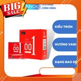 Bao cao su 001 JUNCAI Okamto Superthin Red hộp 3 cái, bcs siêu mỏng 0.01mm trơn mịn công nghệ Nhật Bản