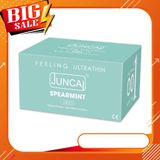 Bao cao su size nhỏ 49mm JUNCAI Spearmint, bcs siêu mỏng 001 hương bạc hà nhiều ɡel bôi trơn