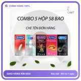 (Che Tên) Bao cao su Durex Siêu Sale COMBO 5 Hộp đủ mẫu mã (mỏng, gai, size nhỏ, lâu ra, ôm sat, mỏng siêu trơn) Chuẩn Auth