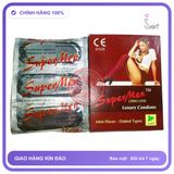 (Che Tên) Bao cao su Supermen hộp 10 cái siêu mỏng, chấm nổi, kéo dài thời gian - BCS gia đình giá rẻ Chuẩn Auth