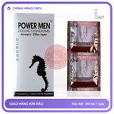 (Che Tên) Bao cao su Powermen Bạc hộp 12 cái siêu kéo dài thời gian gân gai Hộp Trắng Kín