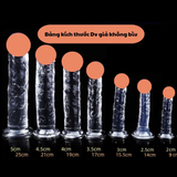 Dương Vật Giả Trong Suốt/Đen Không Bìu Size Tùy Chọn