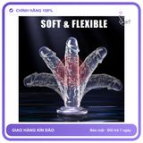 (Che Tên) Dương Vật Giả Trong Suốt/Đen Không Bìu Size Tùy Chọn Hộp Trắng Kín