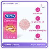 (Che Tên) (mua 2 tặng 1) Bao Cao Su Durex Pleasuremax Size Lớn 56mm Hộp 12 Cái tăng khoái cảm chính hãng Hộp Trắng Kín
