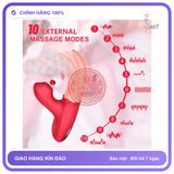 (Che Tên) Máy massage âm đạo Lưỡi liếm hoa hồng có nhánh hút thổi 10 chế độ Cao Cấp Bảo Đảm