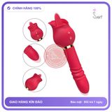 (Che Tên) Dương vật giả máy massage 2 đầu kèm lưỡi liếm hình bông hoa hồng Hỗ Trợ 24/7