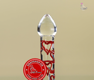 (Snapshop) Dương vật thuỷ tinh MizzZee Glass Dildo hoạ tiết trái tim Chính Hãng
