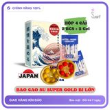 Dòng Cao Cấp Chính Hãng - Bao Su Cao Cấp Bi Lớn Super Gold Nhật Bản Hộp 4 Cái Hàng Tặng 2 Gel Oleo 8g