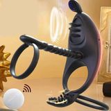 Vòng Đeo Dương Vật 3 Khoen Rung Lưỡi Liếm — Điều Khiển Từ Xa