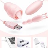 Plug phích cắm hậu môn 3 Đầu rung liếm MizzZee USB