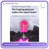 Bao cao su DryWell PU 001 Numbness Orgasm siêu mỏng tăng khoái cảm vỉ 3 viên