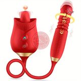 Lưỡi liếm hoa hồng kèm trứng rung nhấp chuyển động đẩy tới và lui xoay bi cực sướng