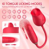 Trứng rung hoa hồng 2 đầu rung nhấp chuyển động đẩy tới và lui liếm đa năng