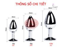 Phích cắm hậu môn Inox đế pha lê