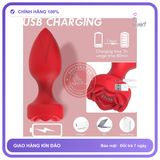 Phích Cắm Rung Hoa Hồng Điều Khiển Từ Xa chính hãng - 10 chế độ rung, sạc USB, silicone y tế - giao hàng che tên kín đáo