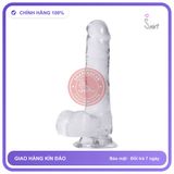 Dương Vật Đóng Trong Suốt không Rung chính hãng - đế hít tường, silicone mềm mại, chất liệu an toàn cho da - giao hàng che tên kín đáo