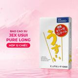 Bao cao su JEX Usui Pure Long - Siêu mỏng, gân nổi, nhiều gel - Hộp 12 cái