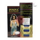 Bao cao su Innova Long Shock 4in1 Hộp Màu Đen (12 cái) chính hãng - có gai nổi, hộp 12 cái, hỗ trợ kéo dài - giao hàng che tên kín đáo