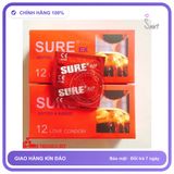 Bao Cao Su Sure Đỏ Hộp 12 Cái chính hãng - siêu mỏng, có gai nổi, có hương thơm - giao hàng che tên kín đáo
