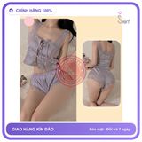 Bộ Ngủ Sexy Lụa 2 Dây Phối Ren Gợi N213 Tím chính hãng - chất lụa mát mềm, freesize, chất vải mềm mát - giao hàng che tên kín đáo