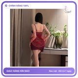 Đầm Ngủ Lụa Sexy Cột Dây Hông Gợi Cảm N203 Tím chính hãng - chất lụa mát mềm, freesize, ôm body tôn dáng - giao hàng che tên kín đáo