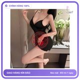 Đầm Ngủ Lụa Sexy Cột Dây Hông Gợi Cảm N203 Đen chính hãng - chất lụa mát mềm, freesize, ôm body tôn dáng - giao hàng che tên kín đáo