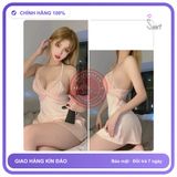 Váy Ngủ Lụa Phối Ren Ngực Gợi Cảm Dễ N178 Nude chính hãng - chất lụa mát mềm, freesize, set đầy đủ phụ kiện - giao hàng che tên kín đáo