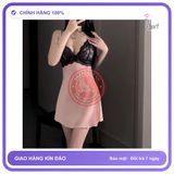 Váy Ngủ Lụa 2 Dây Xinh Phối Ren Hở N282 Hồng chính hãng - chất lụa mát mềm, freesize, chất vải mềm mát - giao hàng che tên kín đáo