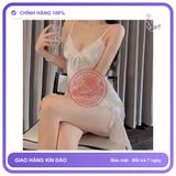Váy Ngủ Phi Lụa Xẻ Tà Đùi Có Đệm N212 Trắng chính hãng - chất lụa mát mềm, phối ren, freesize - giao hàng che tên kín đáo