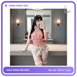 Cosplay Hầu Gái Anime Xẻ V1 Phối Nơ Xinh N371 Gold chính hãng - phối ren, co giãn thoải mái, freesize - giao hàng che tên kín đáo