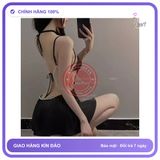 Váy Ngủ Sexy Phối Ren Ngực Hở Lưng Gợi N272 Đen chính hãng - chất lụa mát mềm, co giãn thoải mái, freesize - giao hàng che tên kín đáo