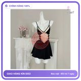 Váy Ngủ Sexy Phối Ren Ngực Hở Lưng Gợi N272 Đen chính hãng - chất lụa mát mềm, co giãn thoải mái, freesize - giao hàng che tên kín đáo
