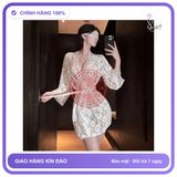 Áo Choàng Ngủ Ren Hoa Xuyên Thấu Dài Tay N138 chính hãng - phối ren, co giãn thoải mái, freesize - giao hàng che tên kín đáo