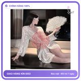 Áo Choàng Ngủ Ren Hoa Xuyên Thấu Dài Tay N138 chính hãng - phối ren, co giãn thoải mái, freesize - giao hàng che tên kín đáo