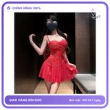 Váy Ngủ Ren Xuyên Thấu Có Gọng Nâng V1 N295 Đỏ chính hãng - phối ren, co giãn thoải mái, freesize - giao hàng che tên kín đáo