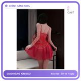 Váy Ngủ Ren Xuyên Thấu Có Gọng Nâng V1 N295 Đỏ chính hãng - phối ren, co giãn thoải mái, freesize - giao hàng che tên kín đáo
