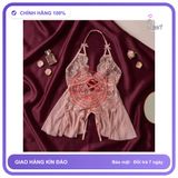 Đồ Ngủ Jumpsuit Nữ Liền Thân Xuyên Thấu Khoét N514 Nude chính hãng - phối ren, co giãn thoải mái, freesize - giao hàng che tên kín đáo