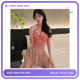 Váy Ngủ Ren Xuyên Thấu Cổ Đổ Kèm Chip N161 Nude chính hãng - phối ren, freesize, set đầy đủ phụ kiện - giao hàng che tên kín đáo