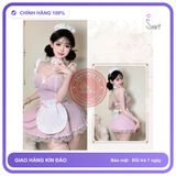 Váy Ngủ Cosplay Hầu Gái Maid Cao Cấp Có N579 Hồng chính hãng - co giãn thoải mái, freesize, set đầy đủ phụ kiện - giao hàng che tên kín đáo