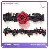 Vòng Chân Ren Hoa Hồng Đáng Yêu Gợi Cảm T509 Đen chính hãng - phối ren, co giãn thoải mái, chất vải mềm mát - giao hàng che tên kín đáo