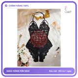 Bodysuits Đồ Lót Liền Thân Xẻ Đáy Ren Hoa N906 Đen chính hãng - phối ren, freesize, chất vải mềm mát - giao hàng che tên kín đáo